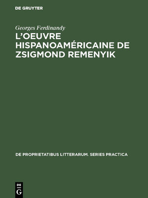 cover image of L'oeuvre hispanoaméricaine de Zsigmond Remenyik